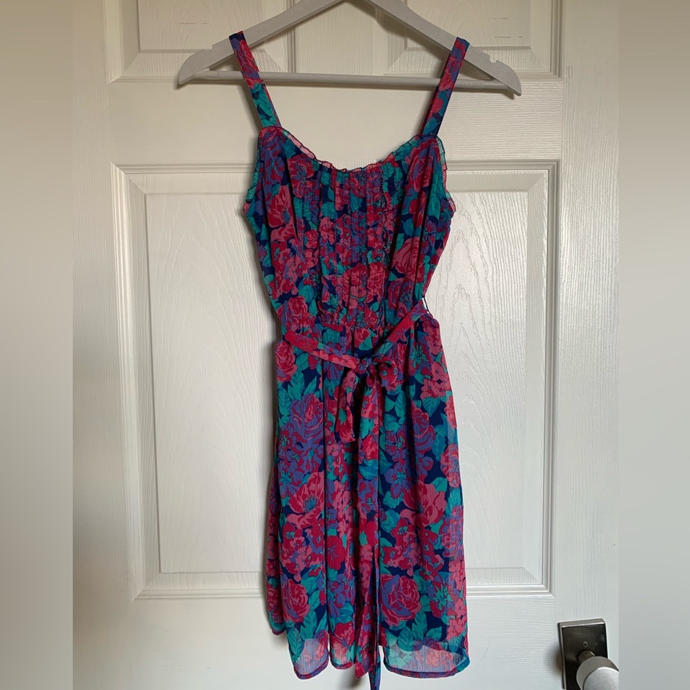 Floral dress with tie belt